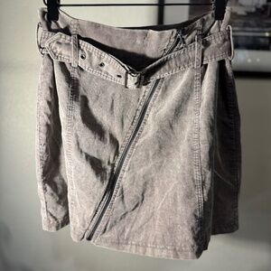 Medium Grey Skirt with accent zipper and belt tie